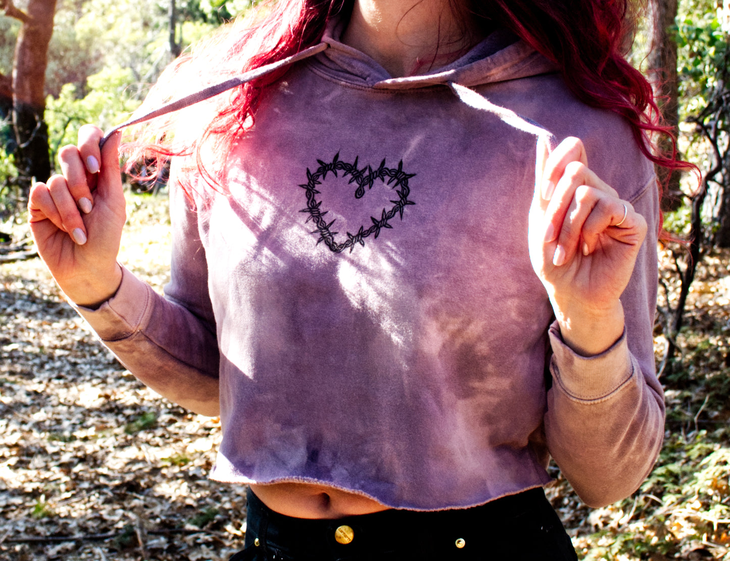 XS PURPLE HEART CROP HOODIE