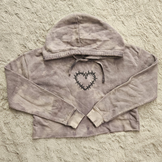 XS PURPLE HEART CROP HOODIE